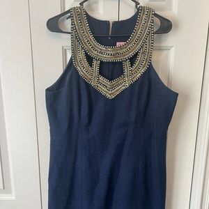 Lilly Pulitzer navy and gold beaded shift